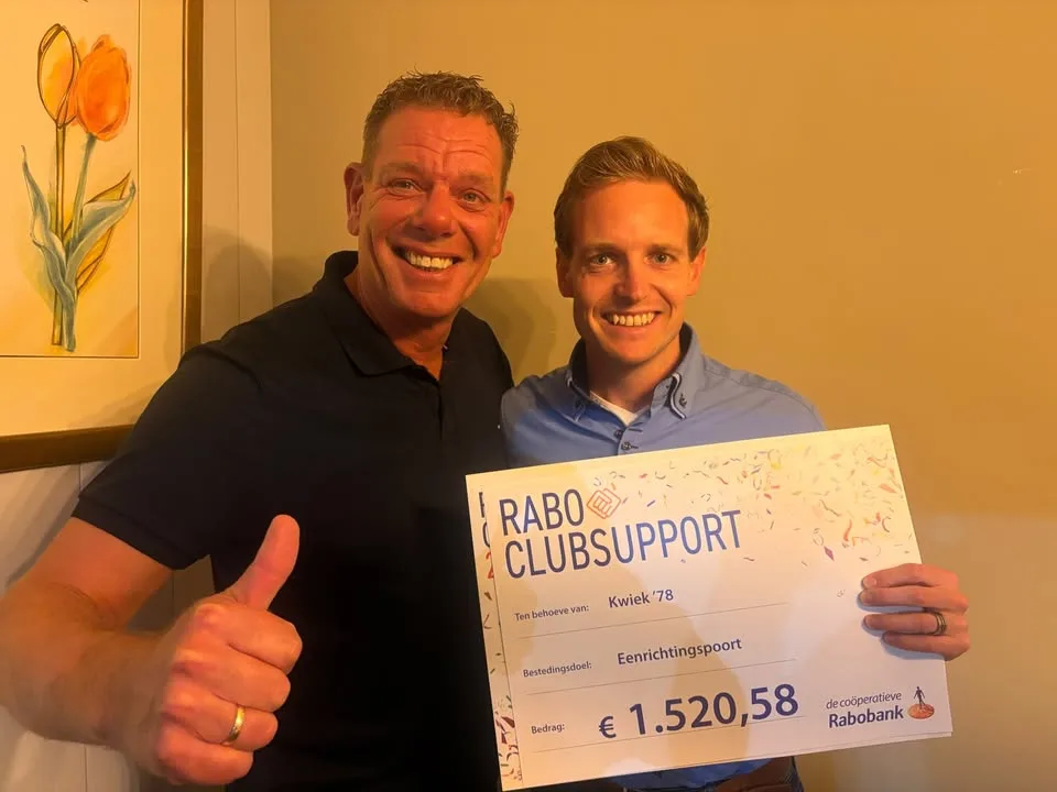 Foto bij het bericht: RABO CLUB SUPPORT VOOR KWIEK’78 OPNIEUW GROOT SUCCES!